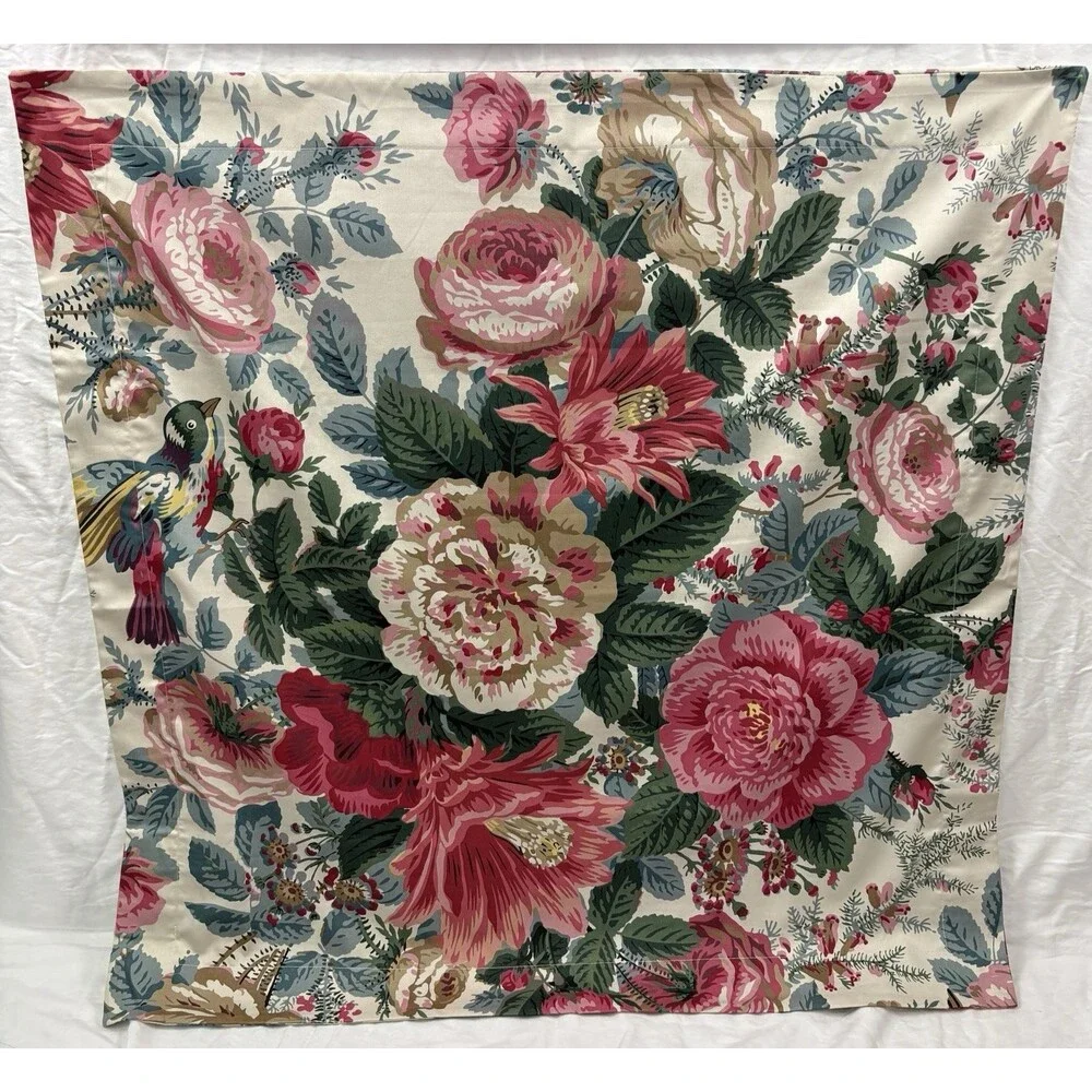 2 Pottery Barn Euro Shams Bird Floral Cottage Roses Jacobean Organic Cotton NWOT